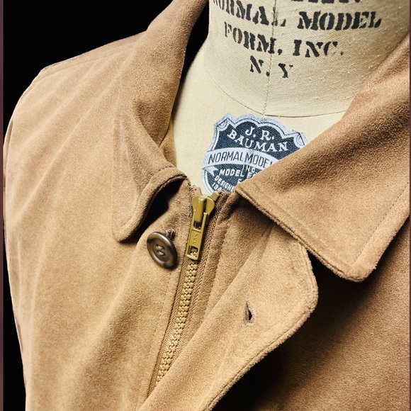 NORM THOMPSONXLMen’s Camel Acetate Faux Suede Button Full Zip Long Jacket